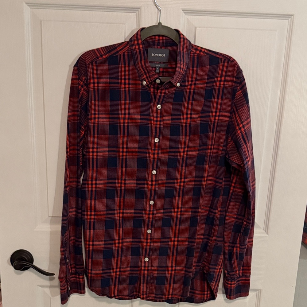 Bonobos Men's Red and Blue Checkered Shirt